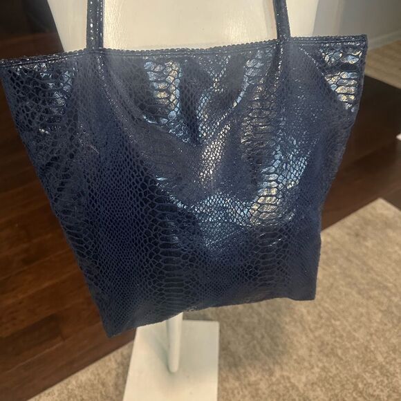 Carlos Falchi Tote - Python Microfiber (Navy Blue) - Picture 6 of 11
